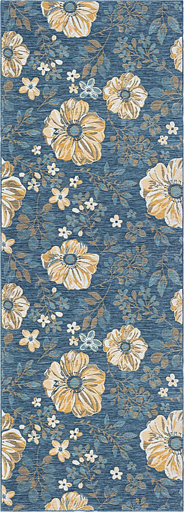 Ismaela Blue 2' x 8' Indoor/Outdoor Runner Rug