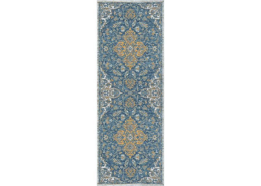 Fadika Blue 2' x 8' Indoor/Outdoor Runner Rug