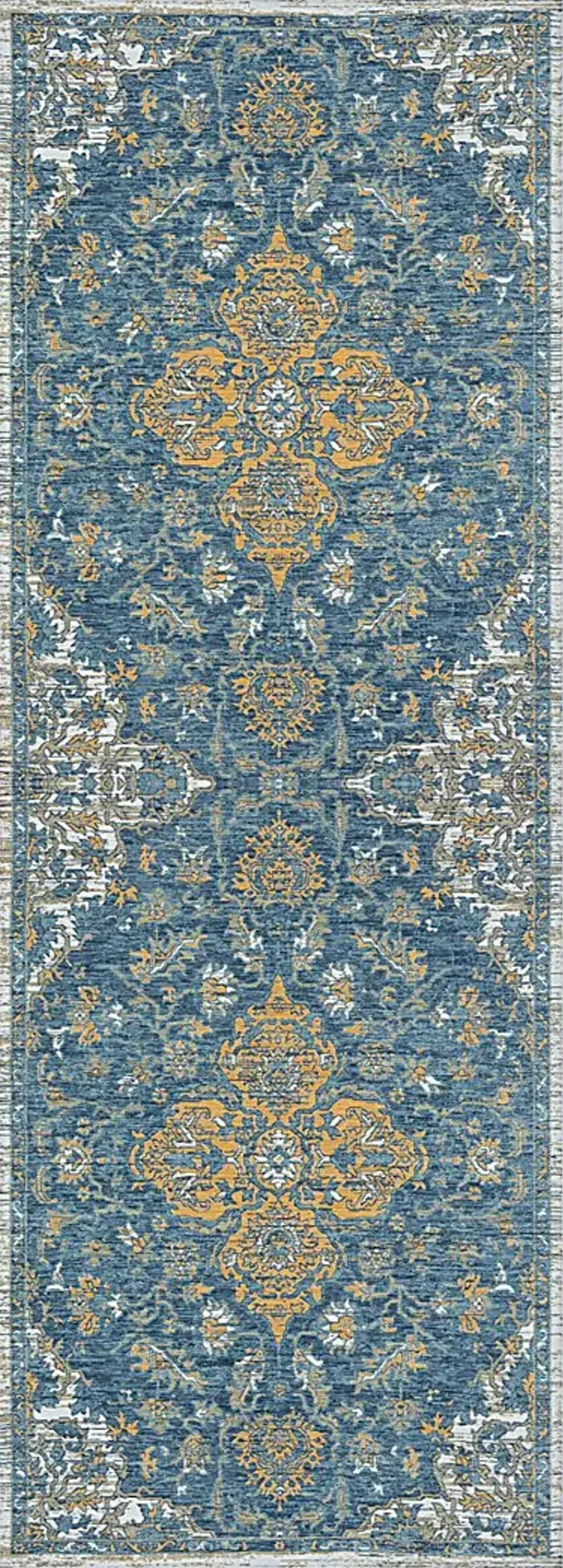 Fadika Blue 2' x 8' Indoor/Outdoor Runner Rug