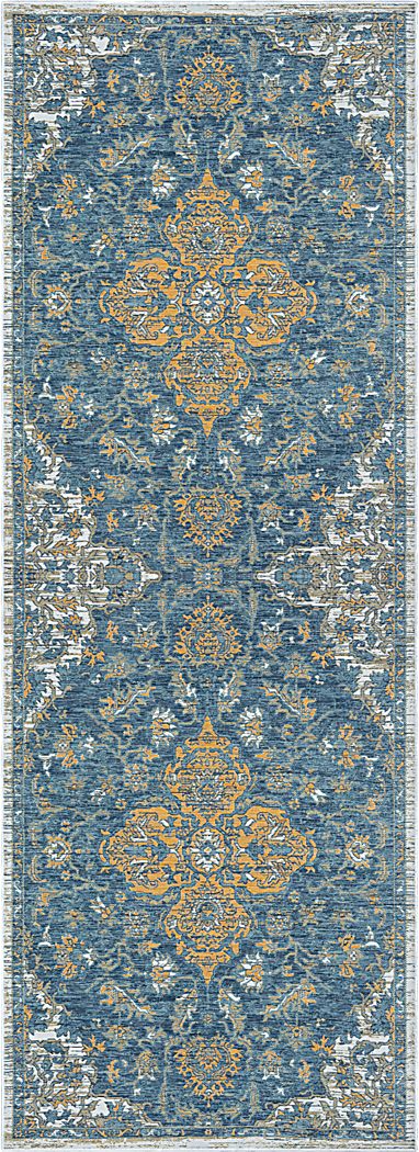 Fadika Blue 2' x 8' Indoor/Outdoor Runner Rug