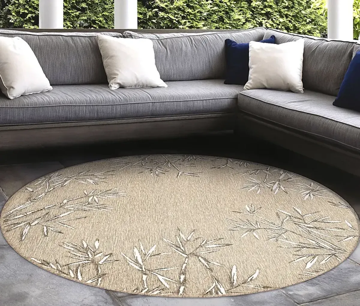 Montdover Tan 7'10 Round Indoor/Outdoor Rug