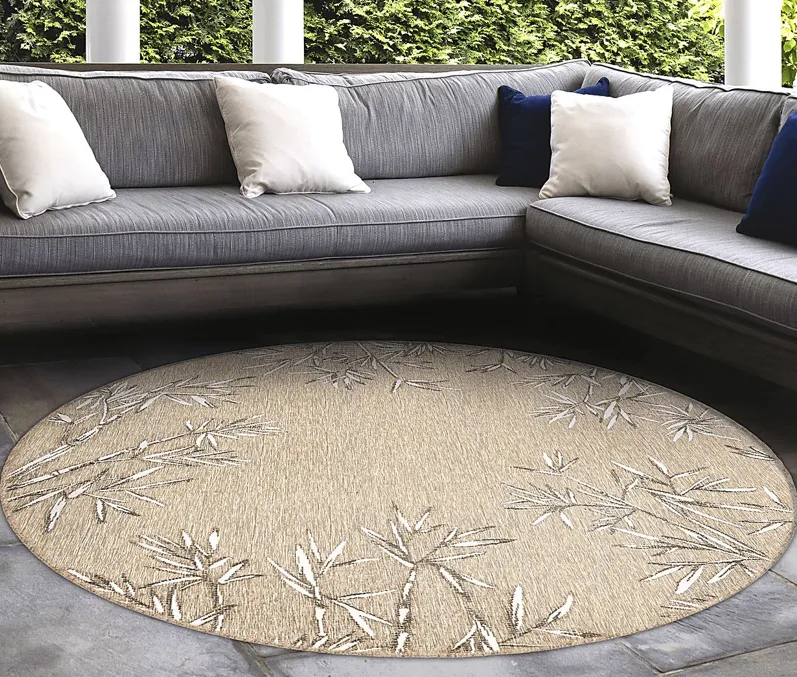 Montdover Tan 7'10 Round Indoor/Outdoor Rug