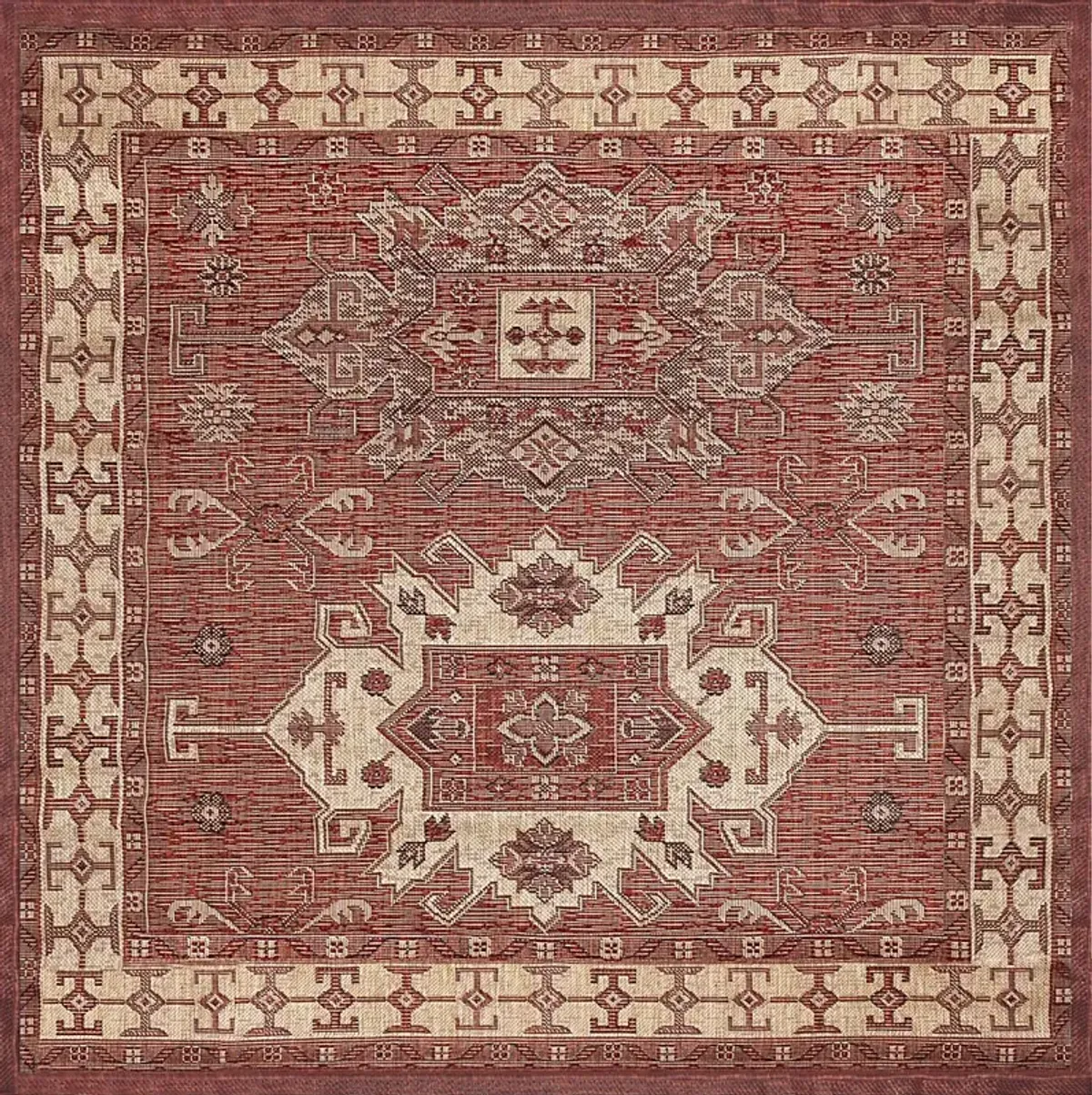 Bannigan Red 7'10 Square Indoor/Outdoor Rug