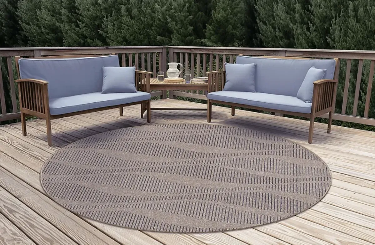 Beykos Taupe 7'10 Round Indoor/Outdoor Rug