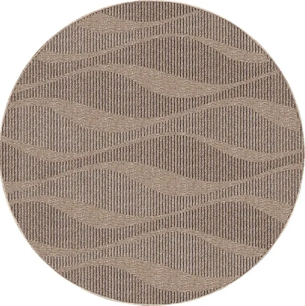 Beykos Taupe 7'10 Round Indoor/Outdoor Rug