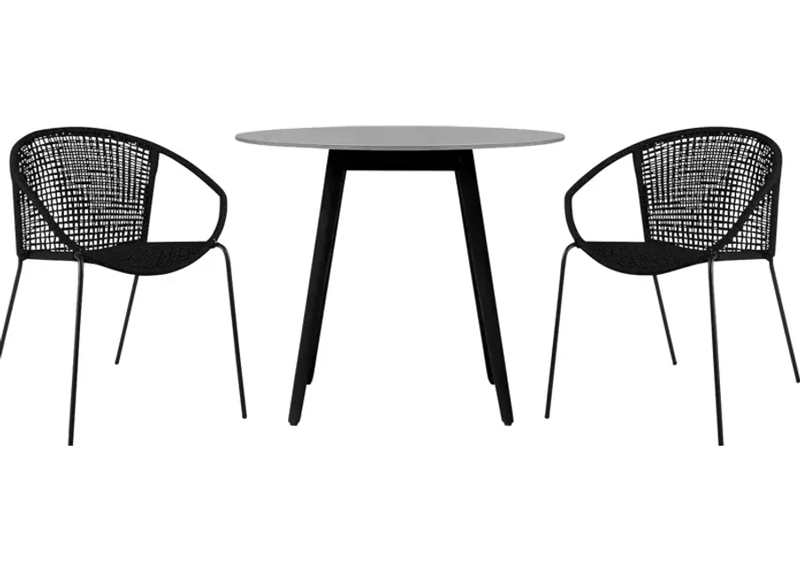 Kaiy Black 3 PC Outdoor Dining Set