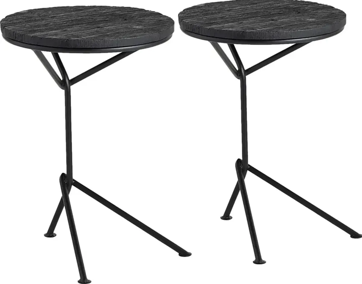 Casieri Black End Table, Set of 2