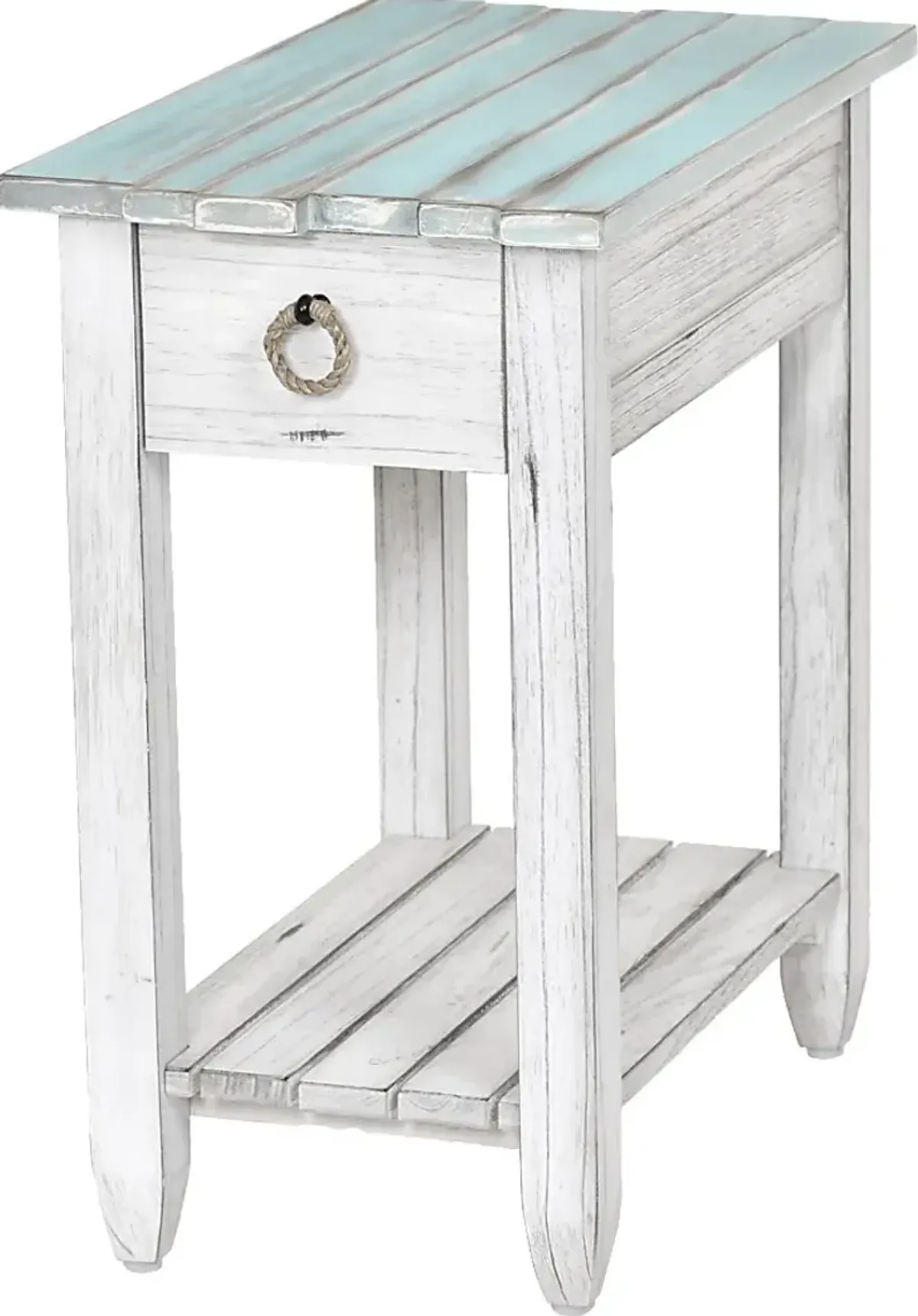 Owoth Blue/White Small Chairside Table