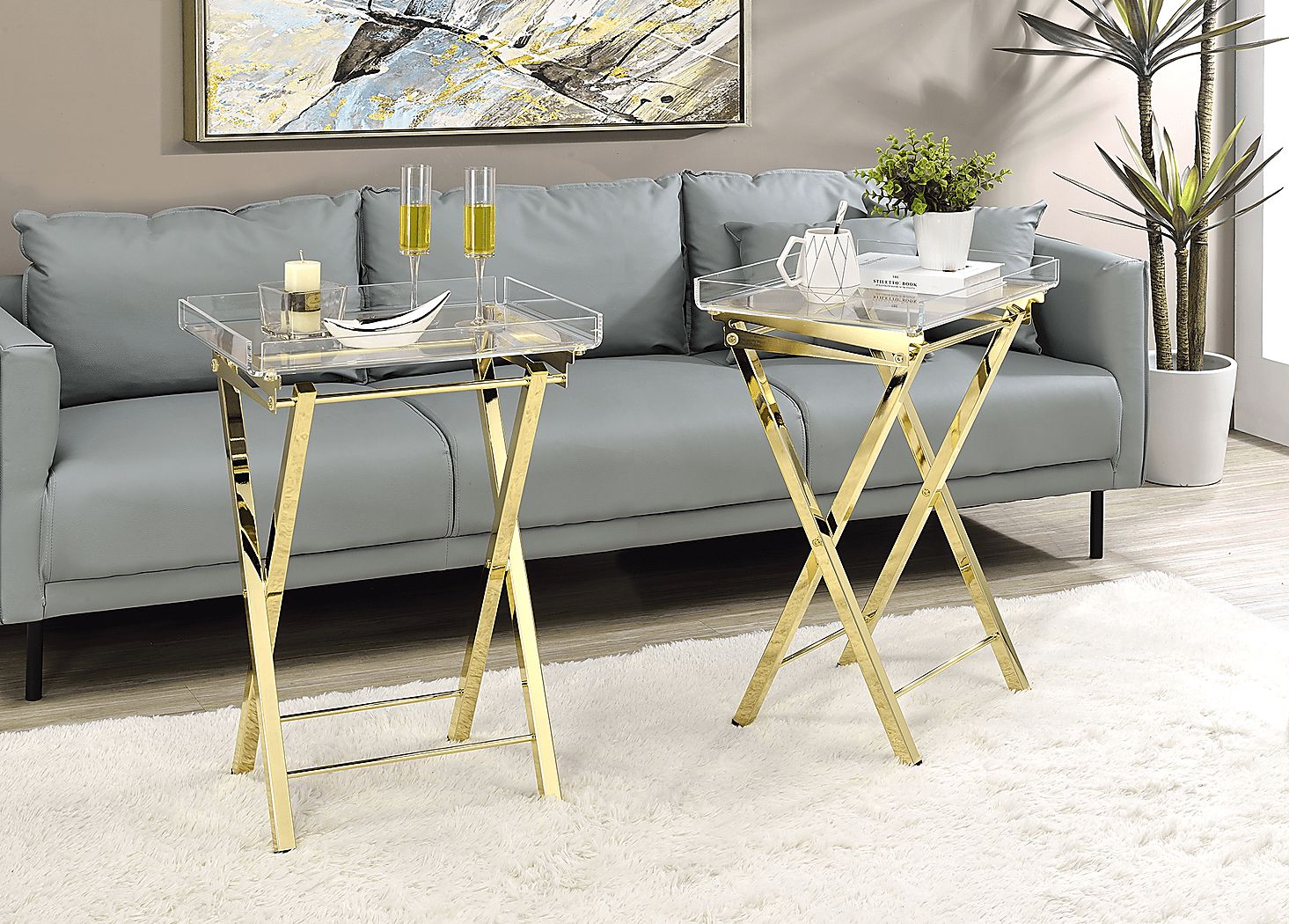 Paeoni Gold End Table, Set of 2