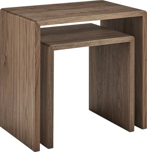 Hatchbar Walnut Brown Nesting End Table, Set of 2