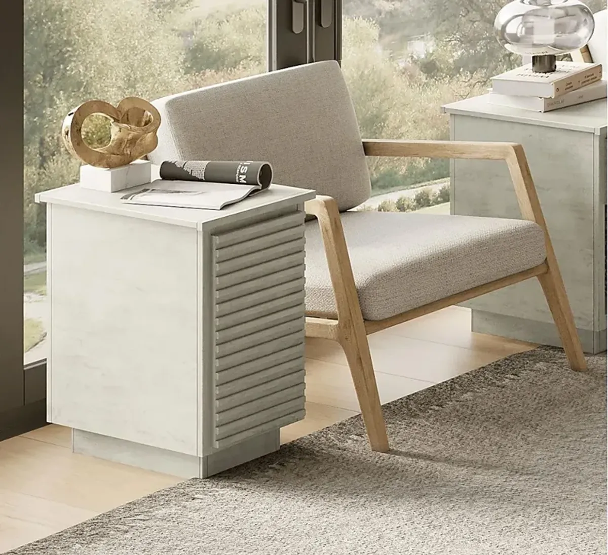 Revei Beige Chairside Table