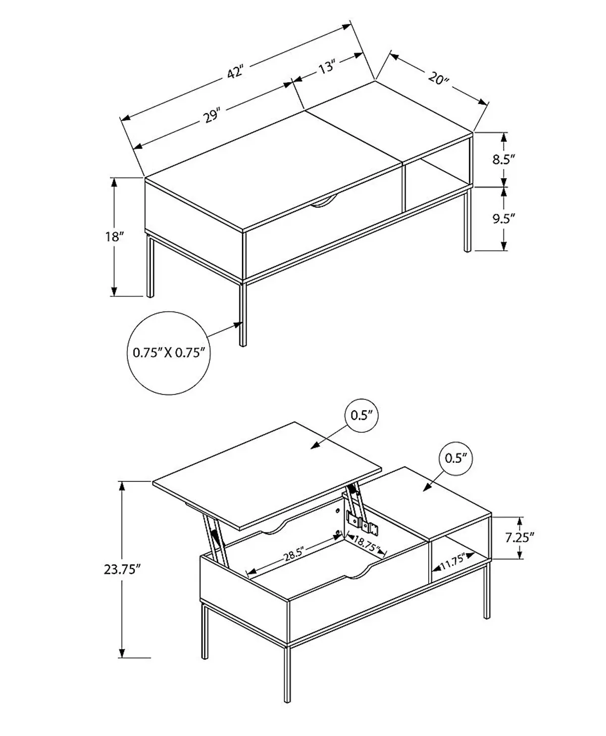 Woodglynn Gray Lift Top Cocktail Table