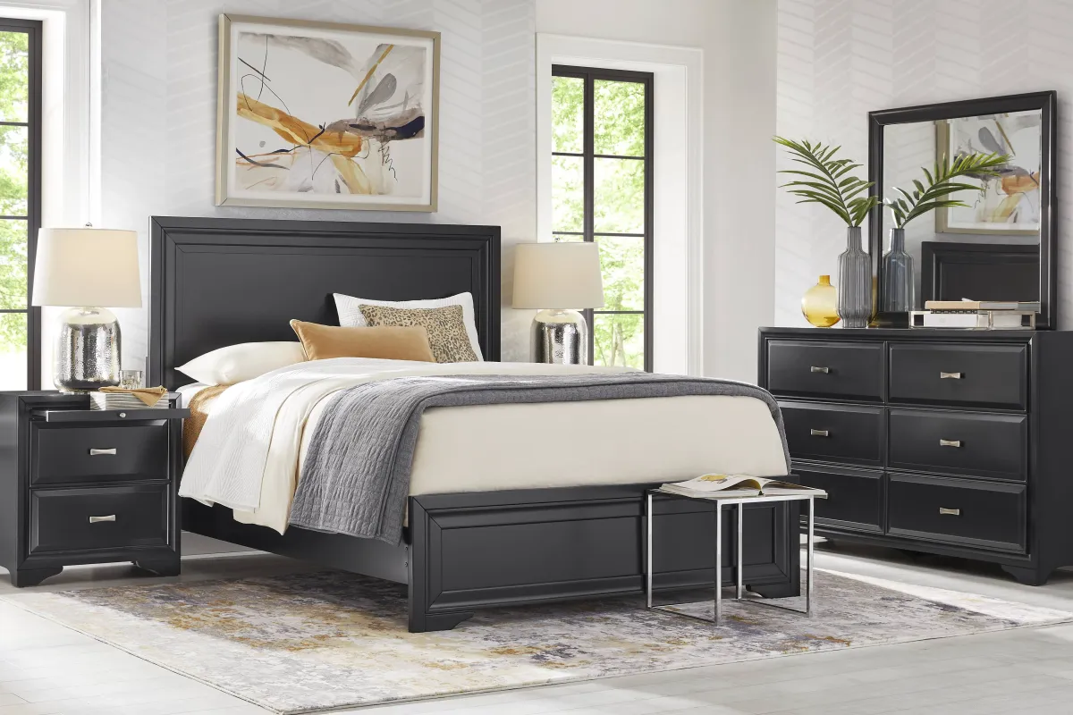 Belcourt Black 7 Pc King Panel Bedroom