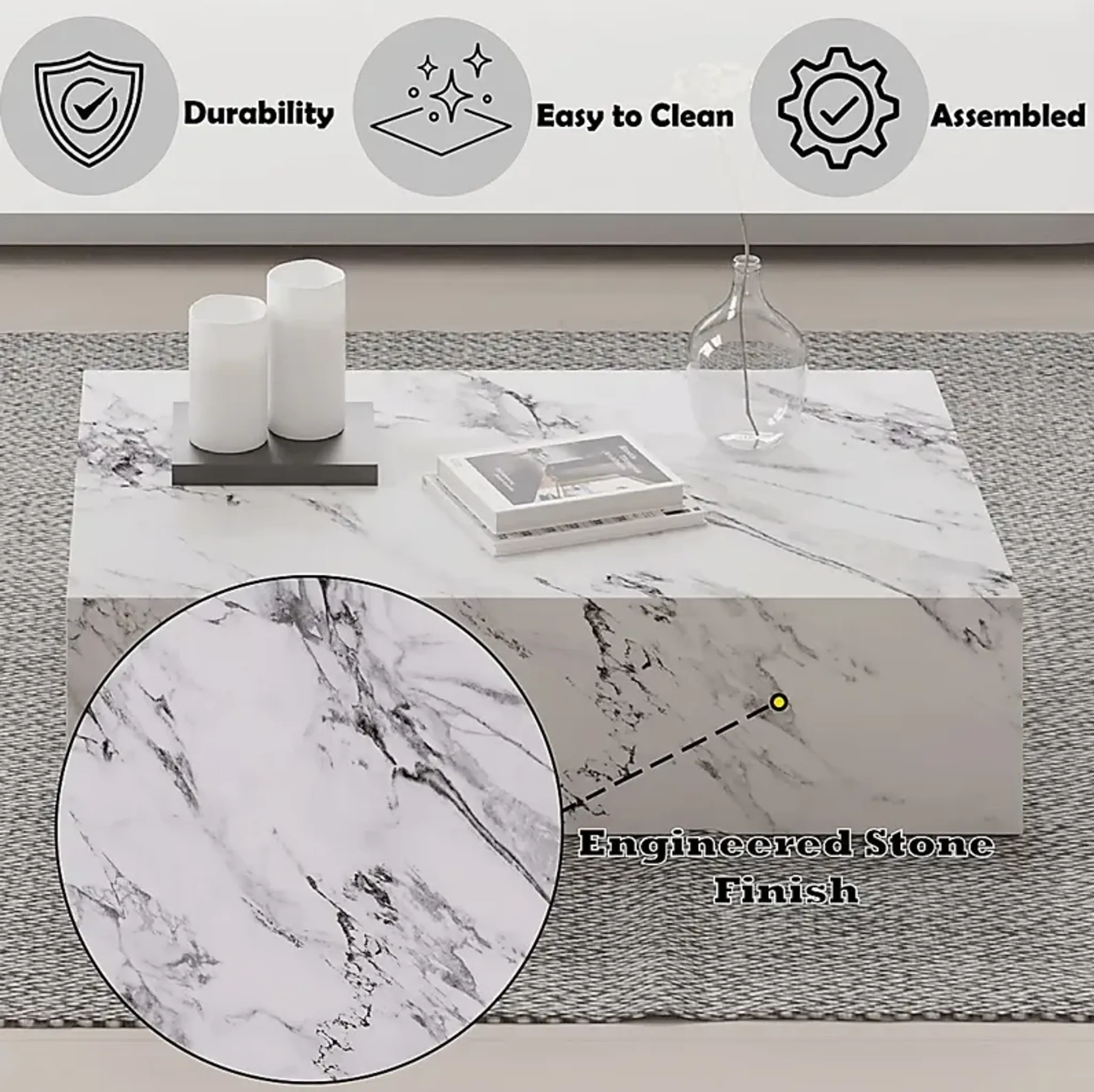 Dagama VI White Cocktail Table | Furniture.com
