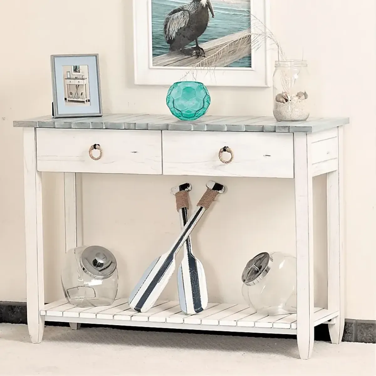 Owoth Blue Console Table