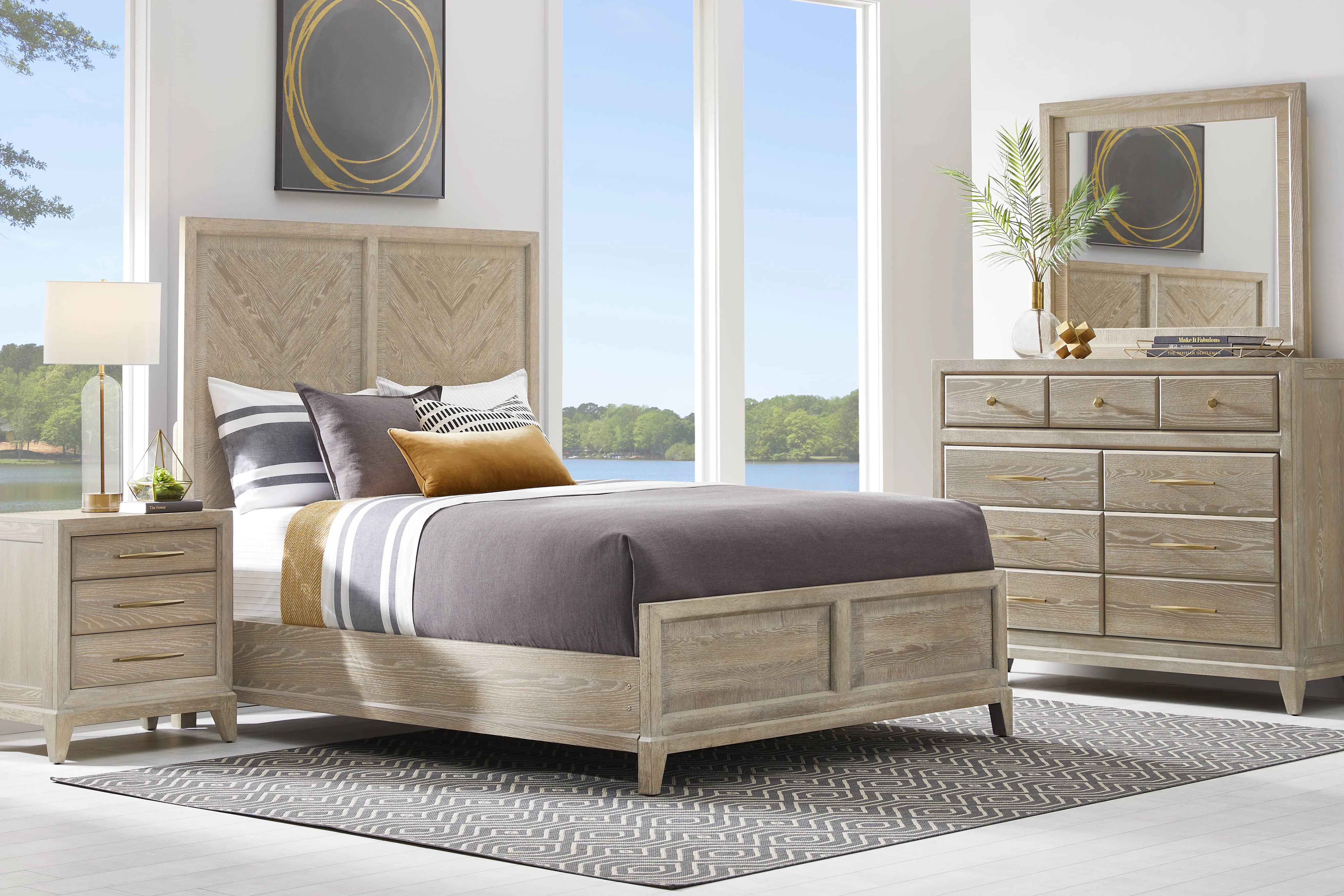 Kailey Park Light Oak Finish 8 Pc King Panel Bedroom