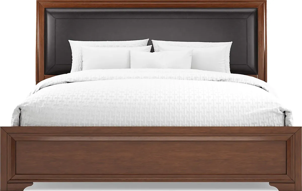 Belcourt Brown Cherry 7 Pc King Upholstered Sleigh Bedroom