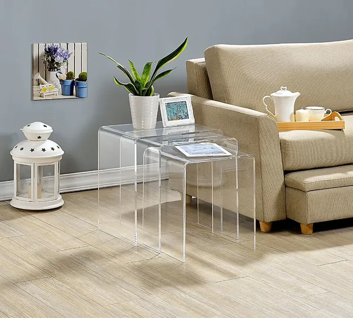 Padrish Clear Nesting Tables, Set of 3