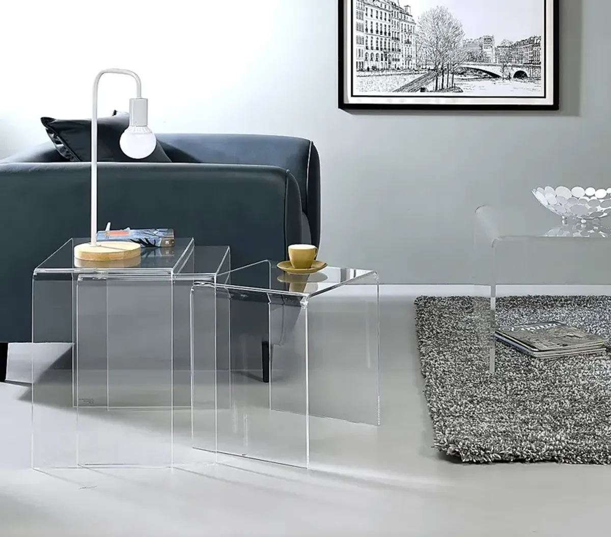 Padrish Clear Nesting Tables, Set of 3