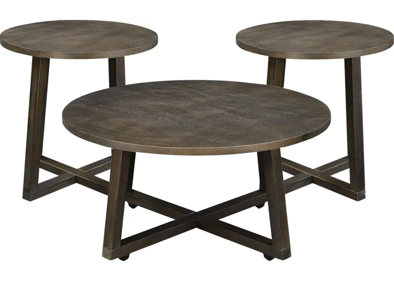 Antarta Walnut 3 Pc Occasional Table Set