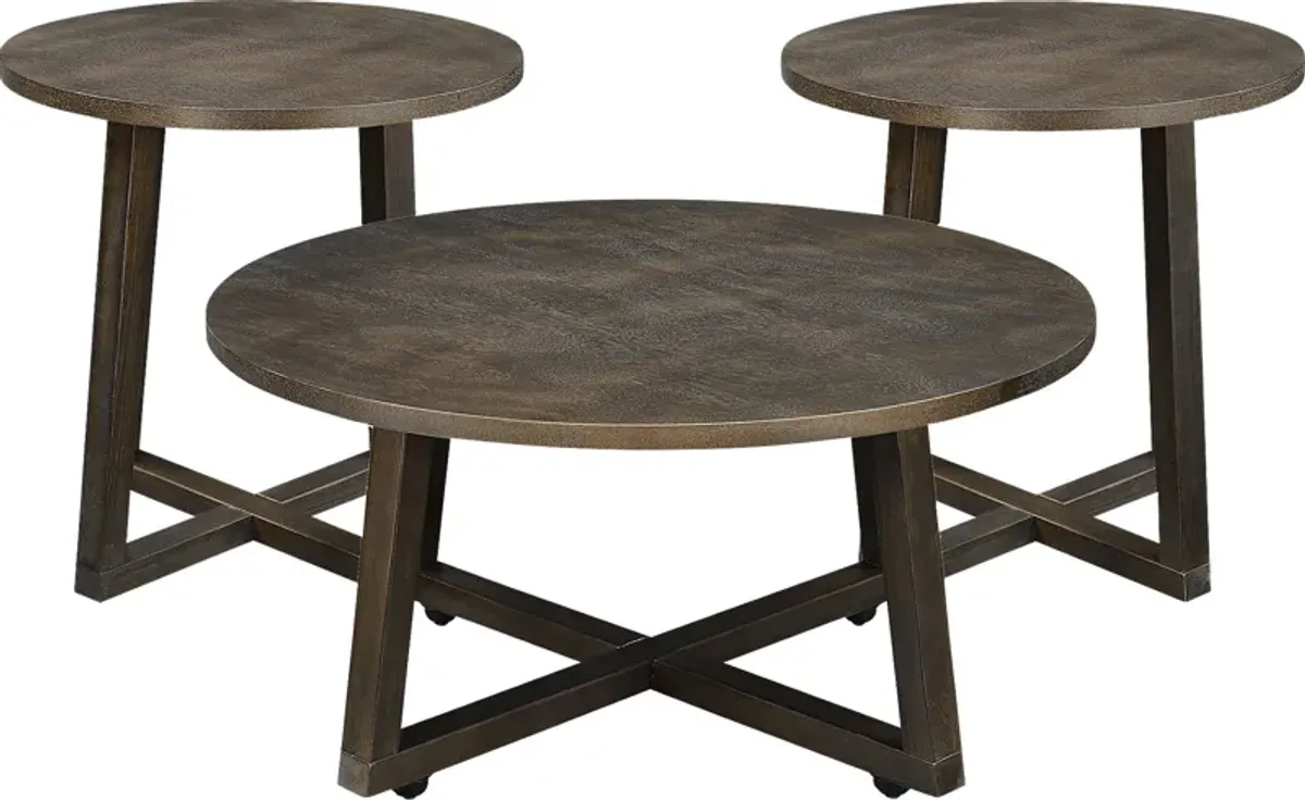 Antarta Walnut 3 Pc Occasional Table Set