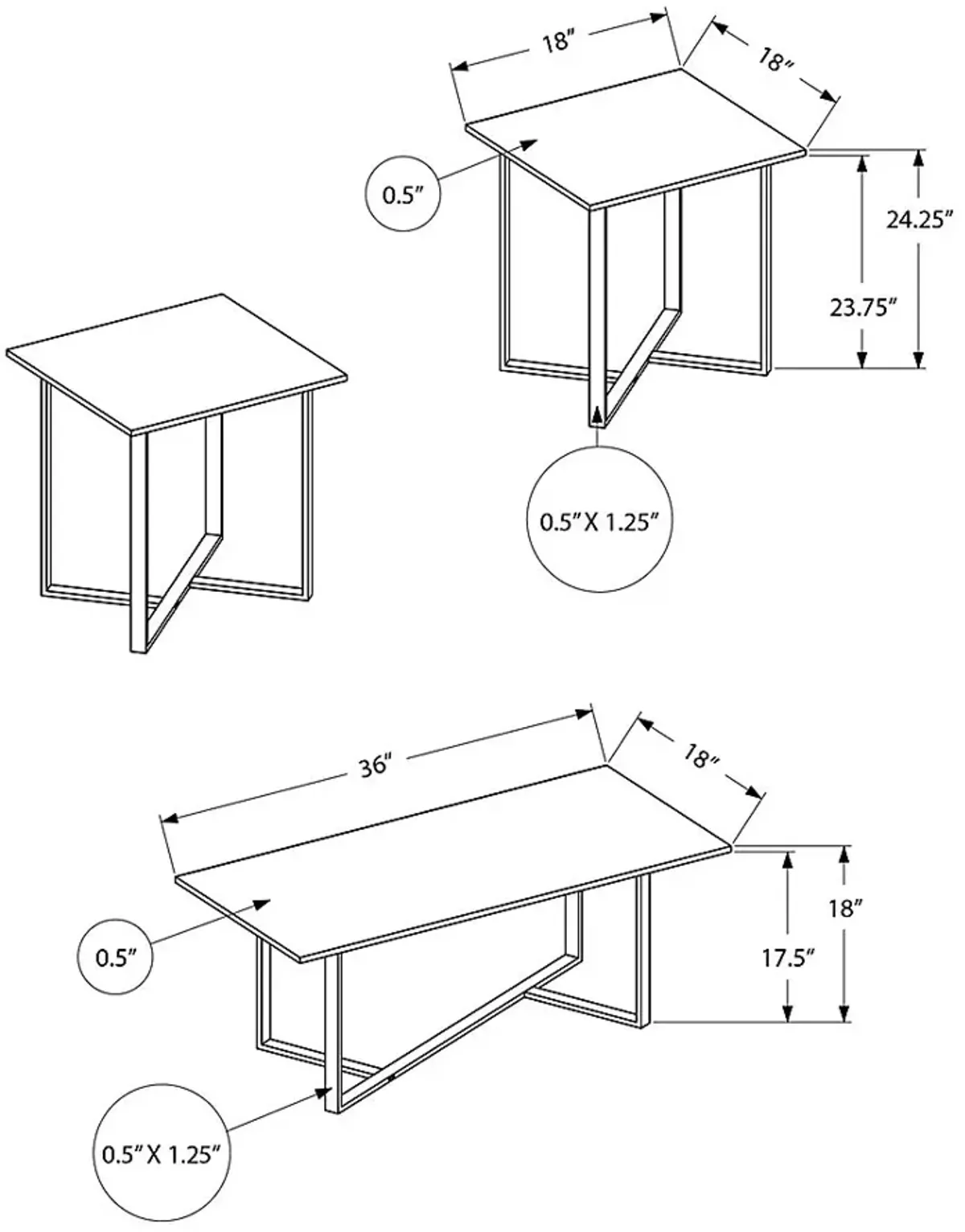 Sagebrushy Bronze 3 Pc Table Set