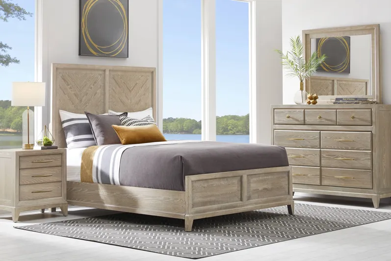 Kailey Park Light Oak Finish 8 Pc Queen Panel Bedroom