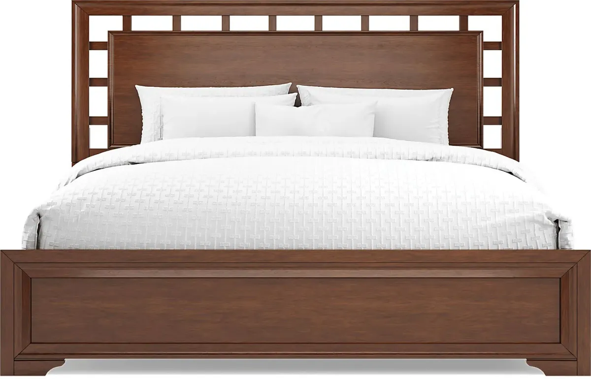 Belcourt Brown Cherry 7 Pc King Lattice Bedroom