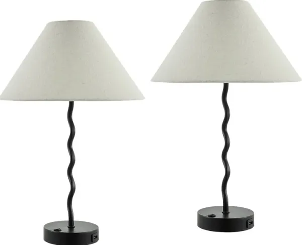 Kids Squiggly Lane Black Lamp, Set of 2