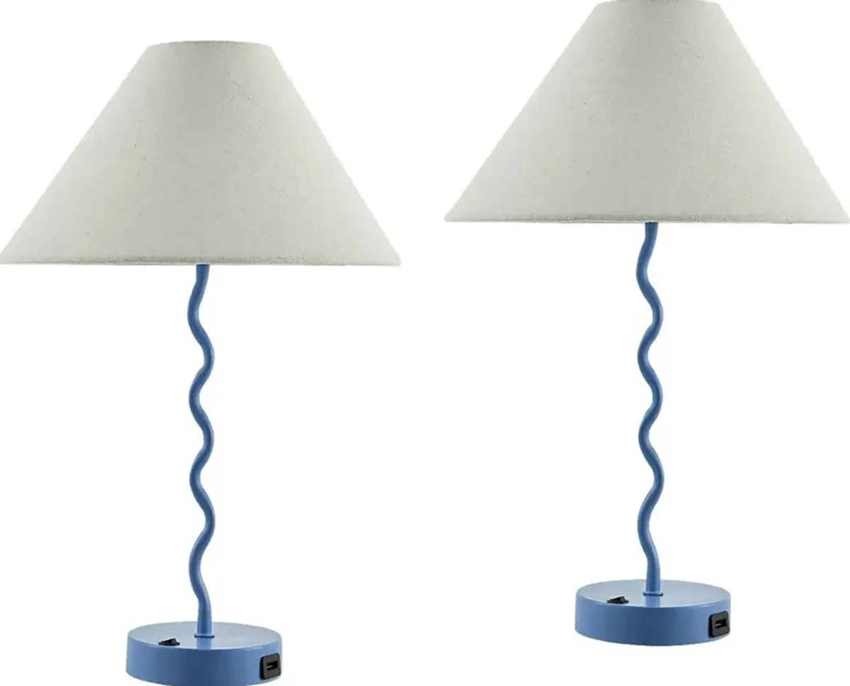 Kids Squiggly Lane Blue Lamp, Set of 2