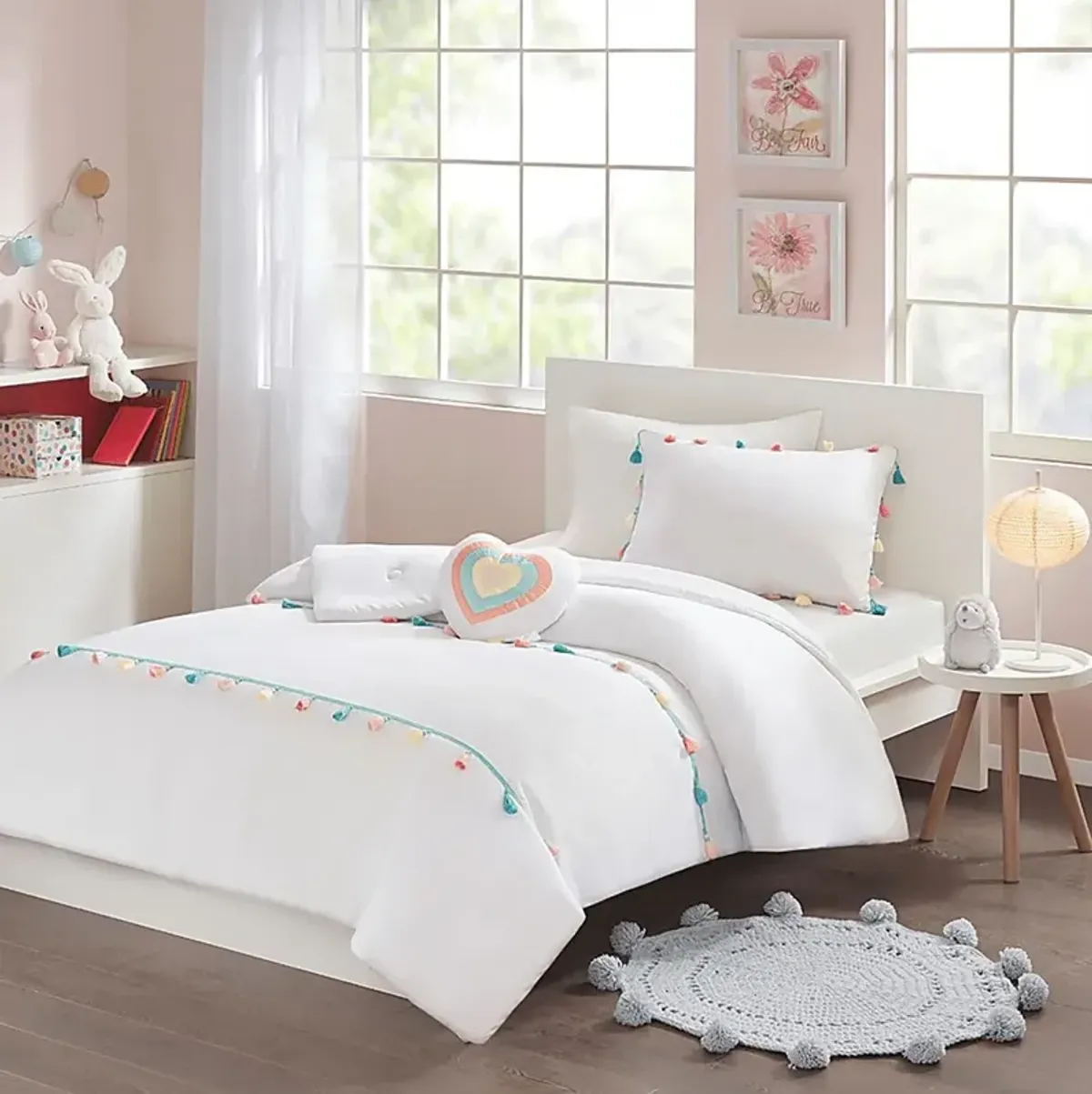 Zeii White Twin Comforter Set