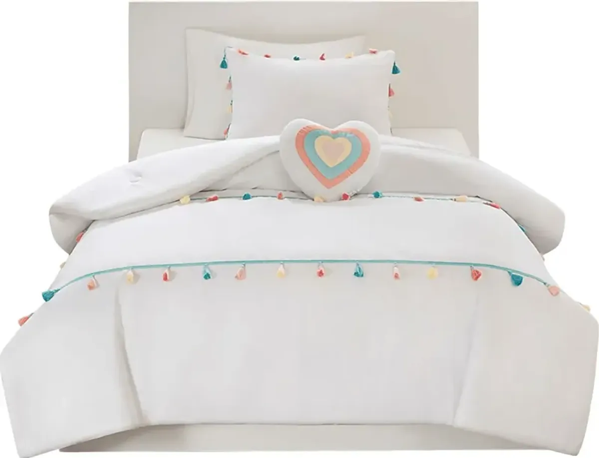 Zeii White Twin Comforter Set