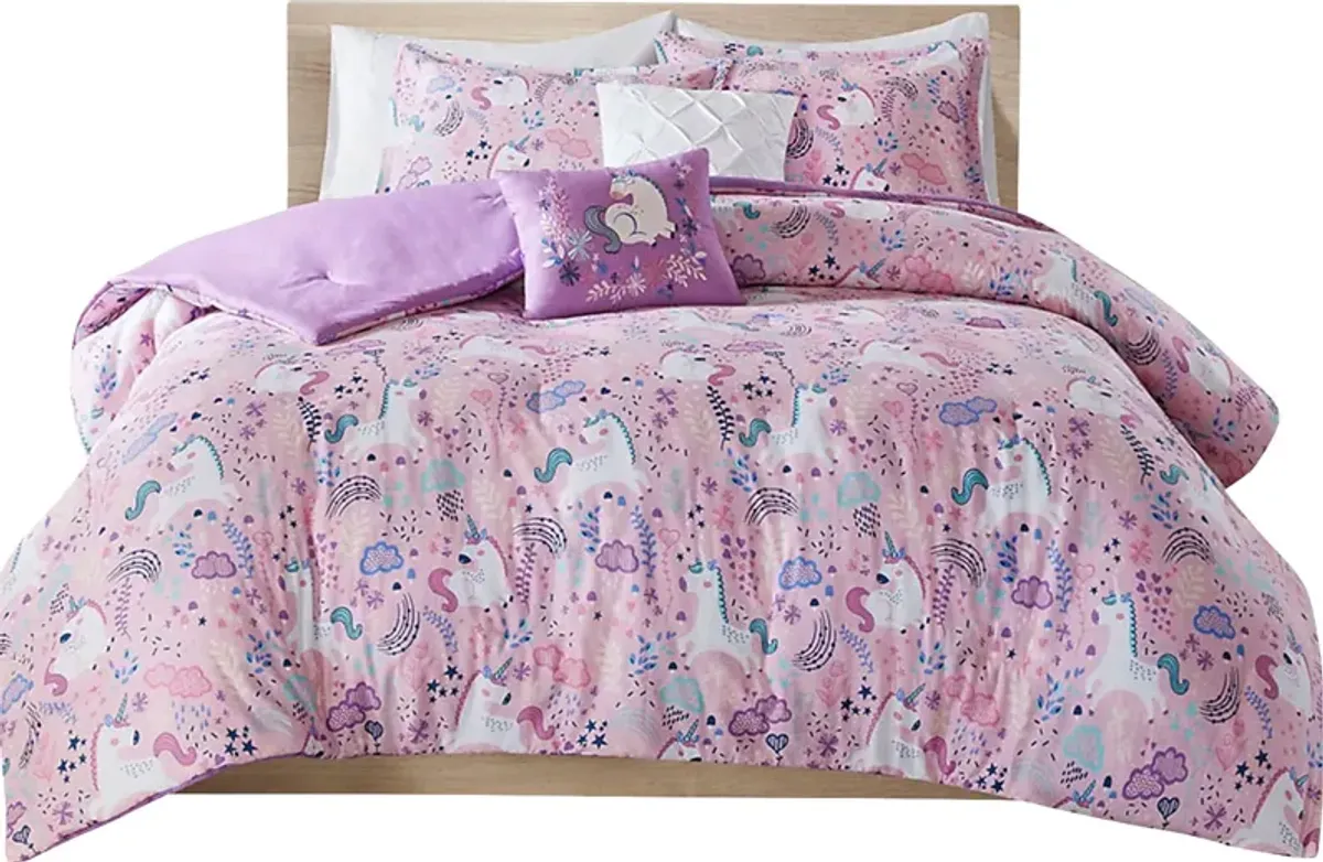 Vireo Pink Twin Comforter Set