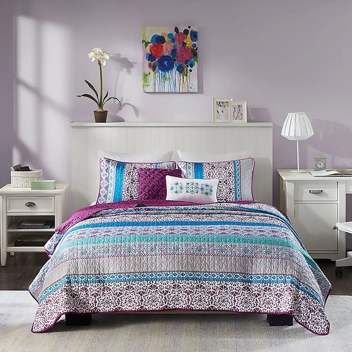 Bezzy Purple Twin Quilt Set