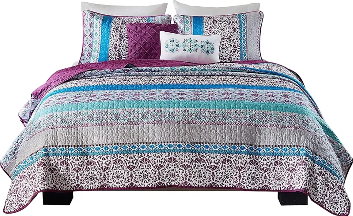 Bezzy Purple Twin Quilt Set