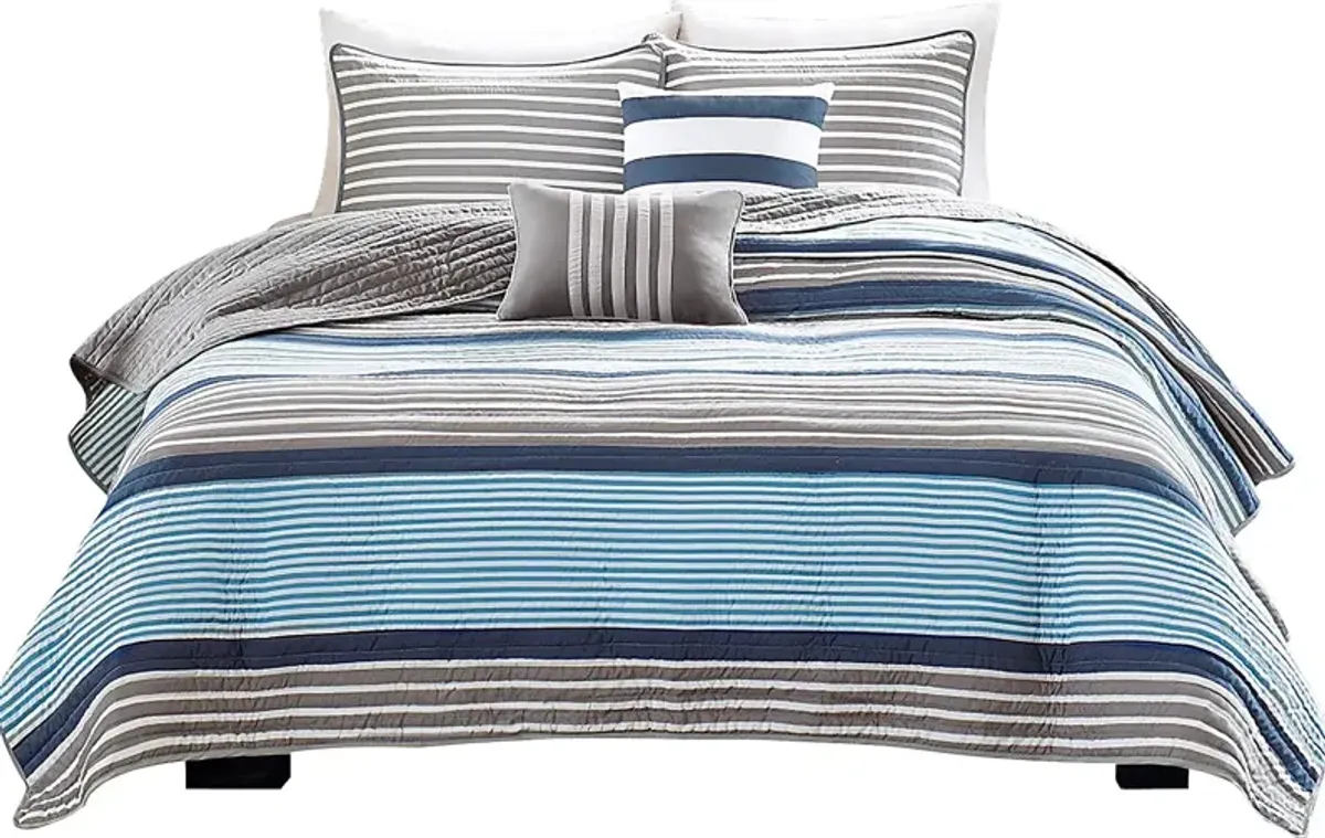 Kionah Blue Twin Quilt Set