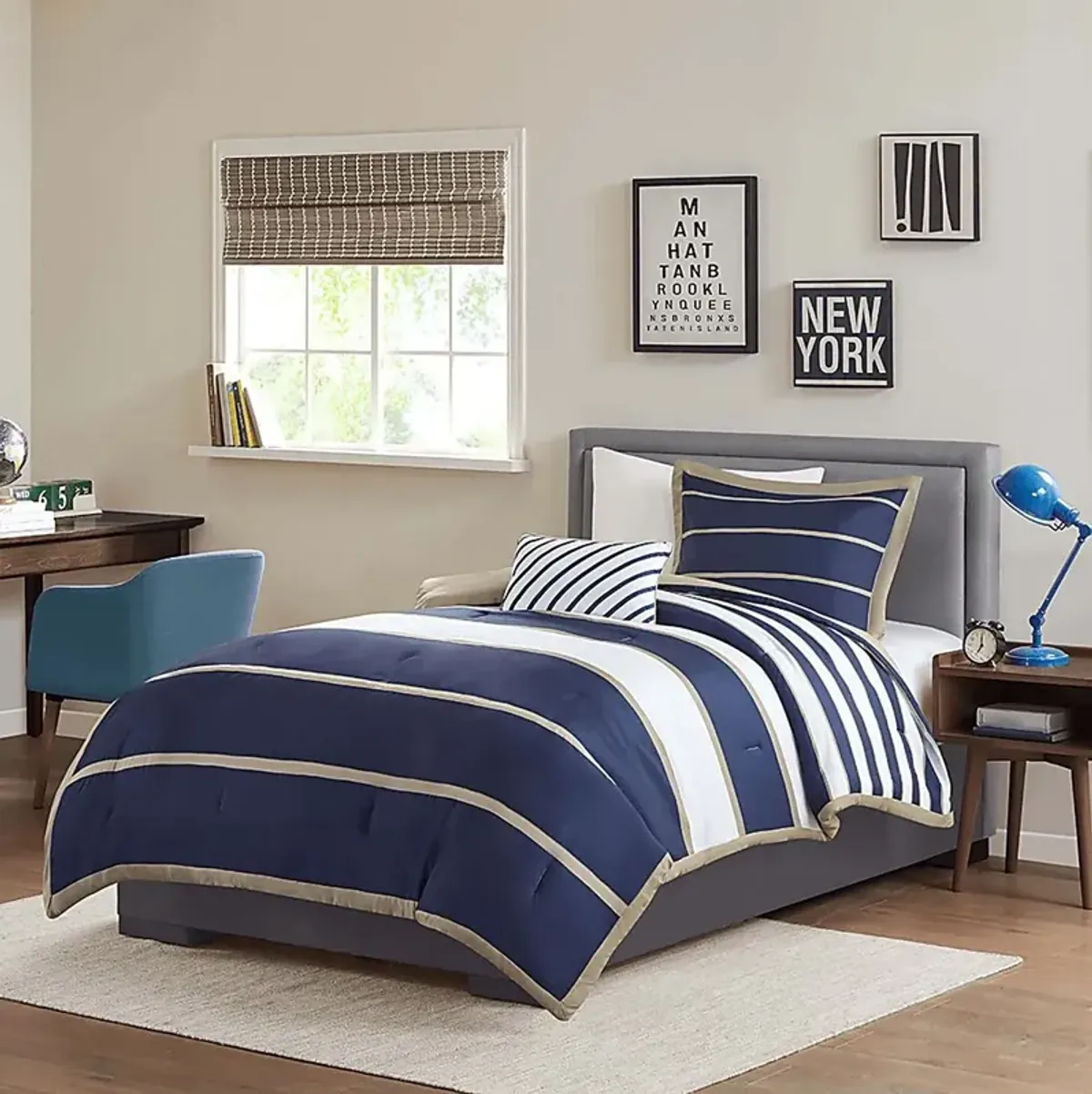 Balla Twin Navy Comforter Set