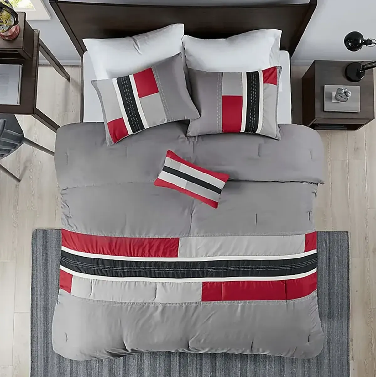 Vania Red Twin Comforter Set