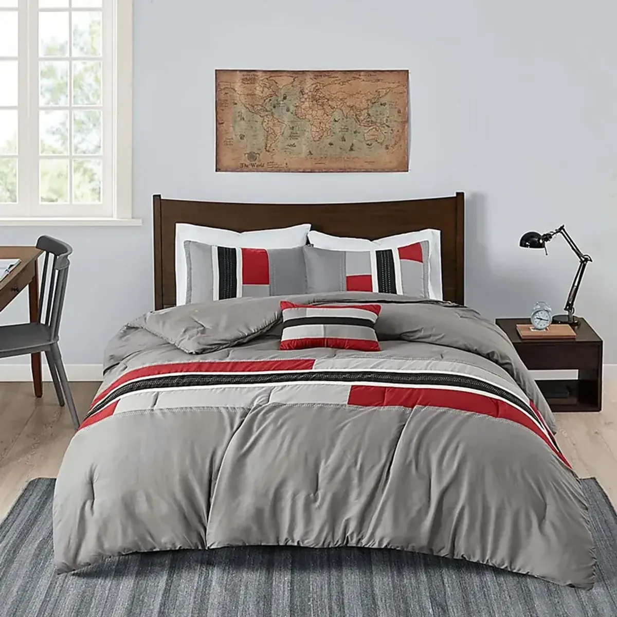 Vania Red Twin Comforter Set