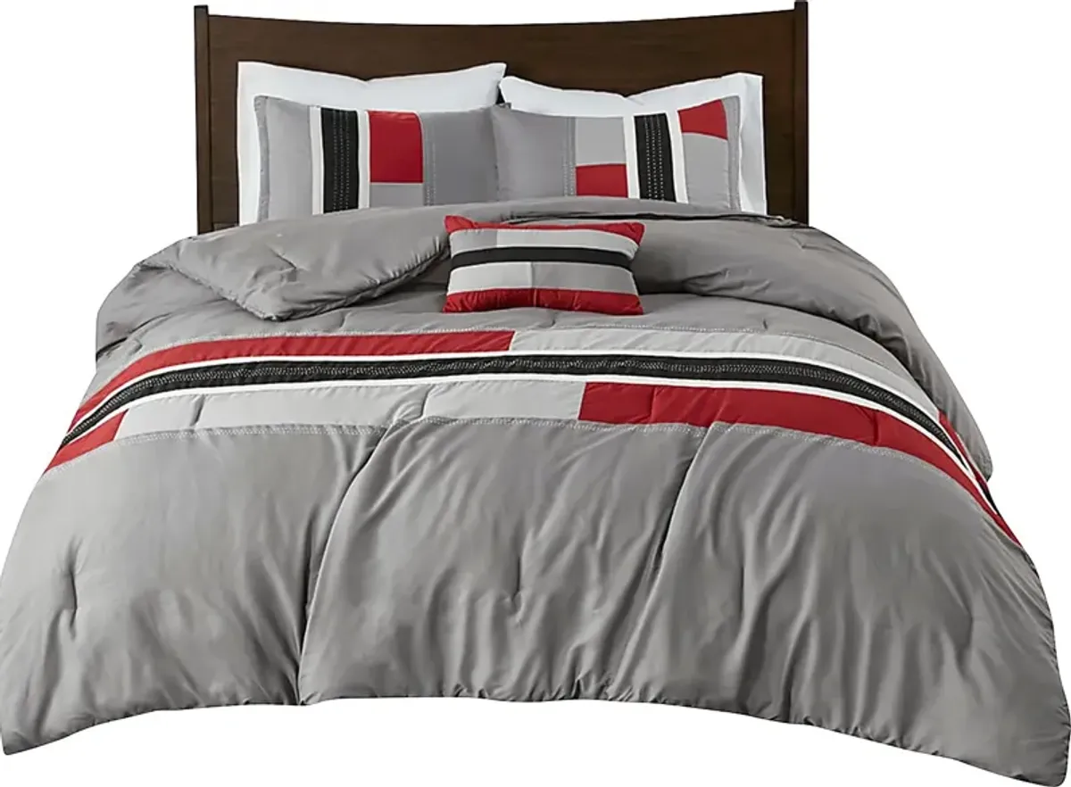 Vania Red Twin Comforter Set