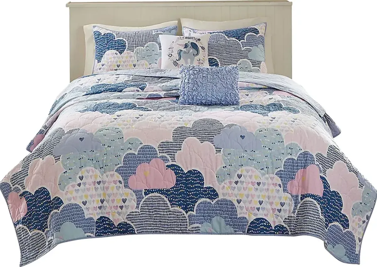 Bessi Blue Twin Quilt Set