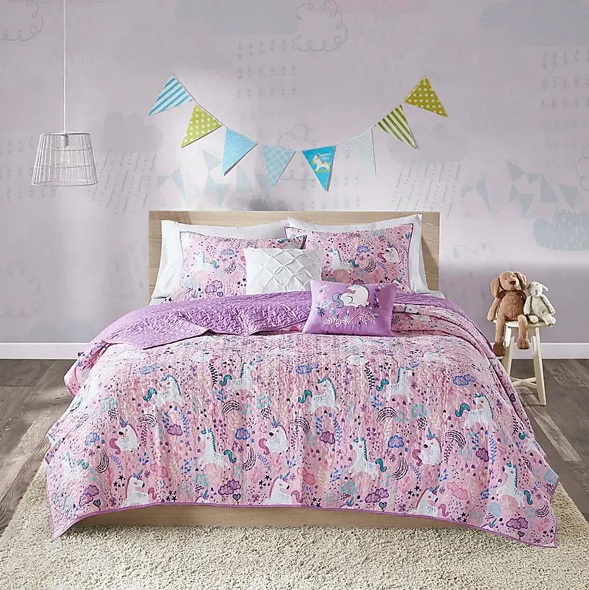 Nicor Pink Twin Quilt Set