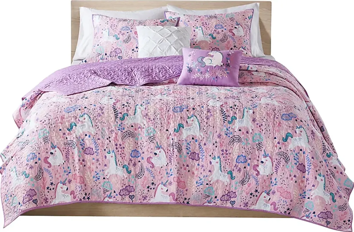 Nicor Pink Twin Quilt Set