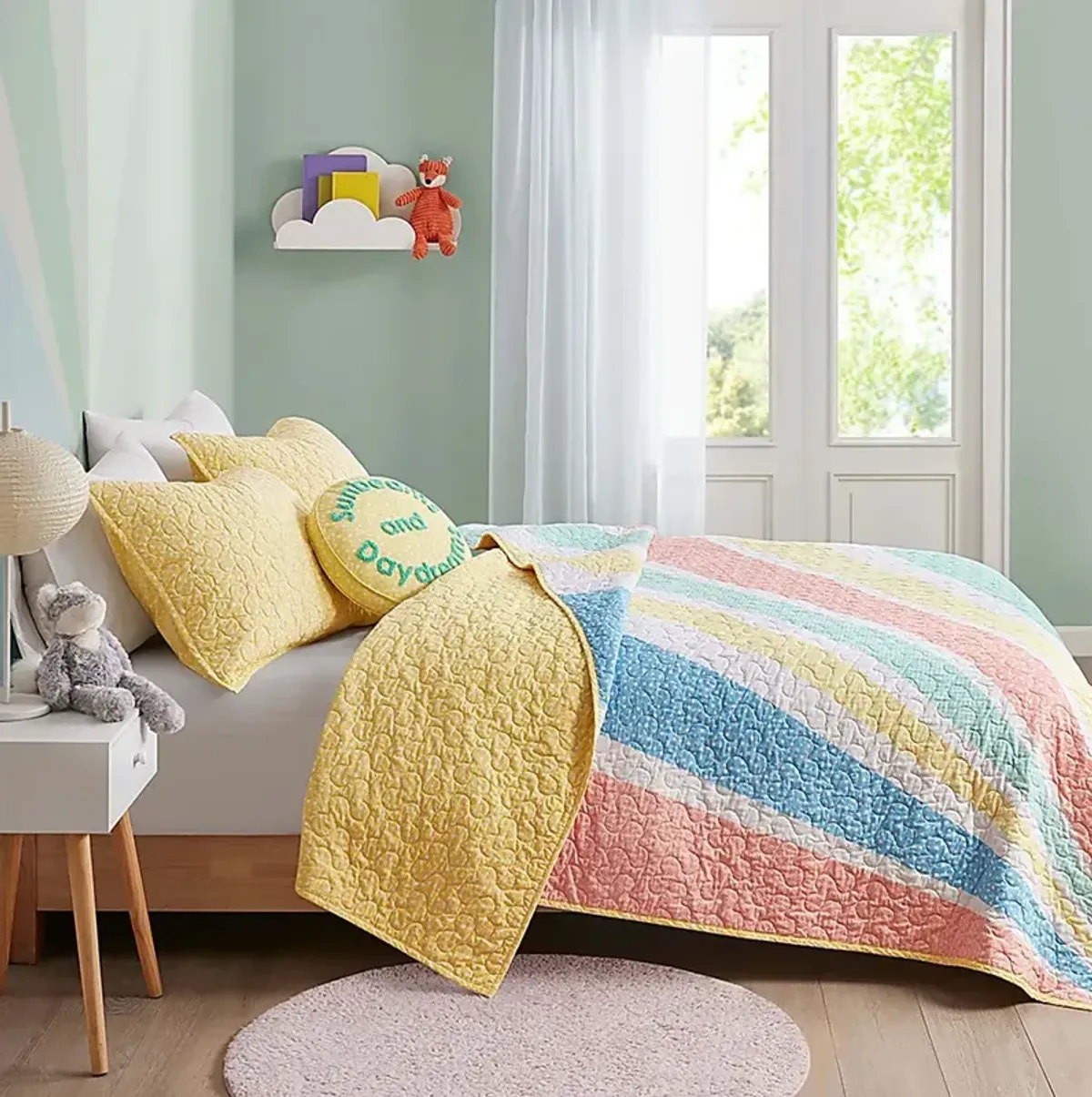 Nessel Yellow Twin Quilt Set