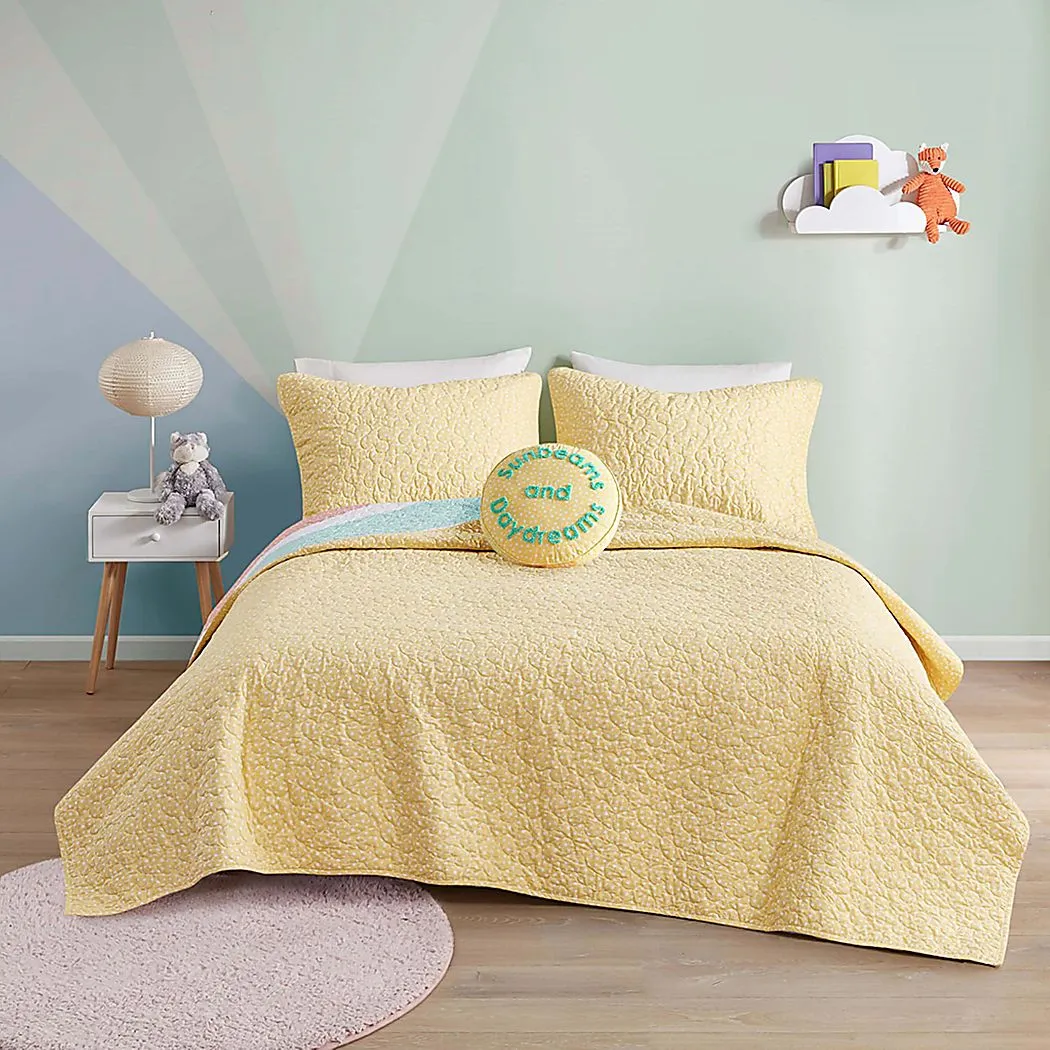 Nessel Yellow Twin Quilt Set