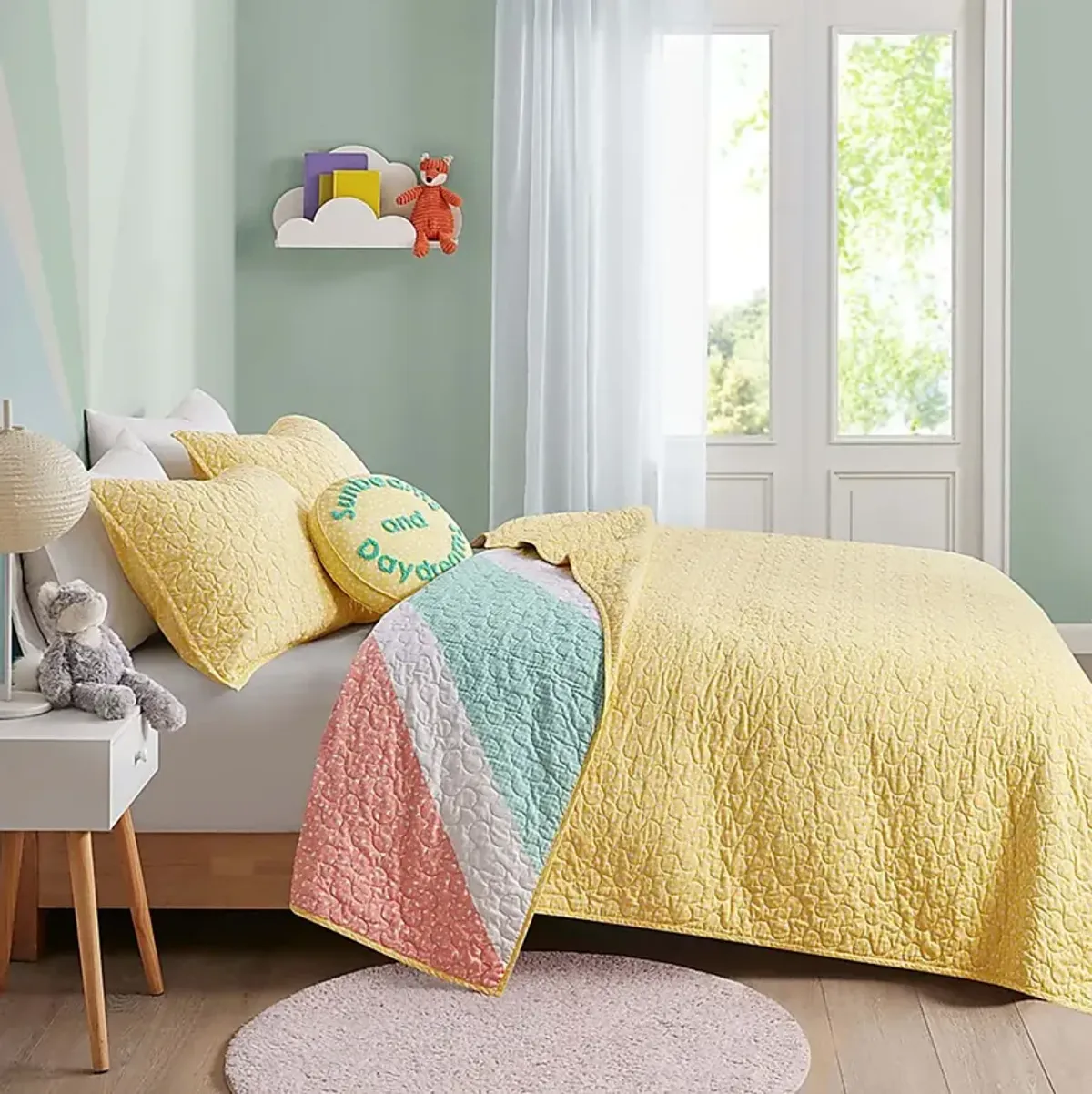 Nessel Yellow Twin Quilt Set