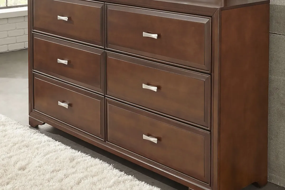 Belcourt Brown Cherry 7 Pc King Panel Arch Bedroom
