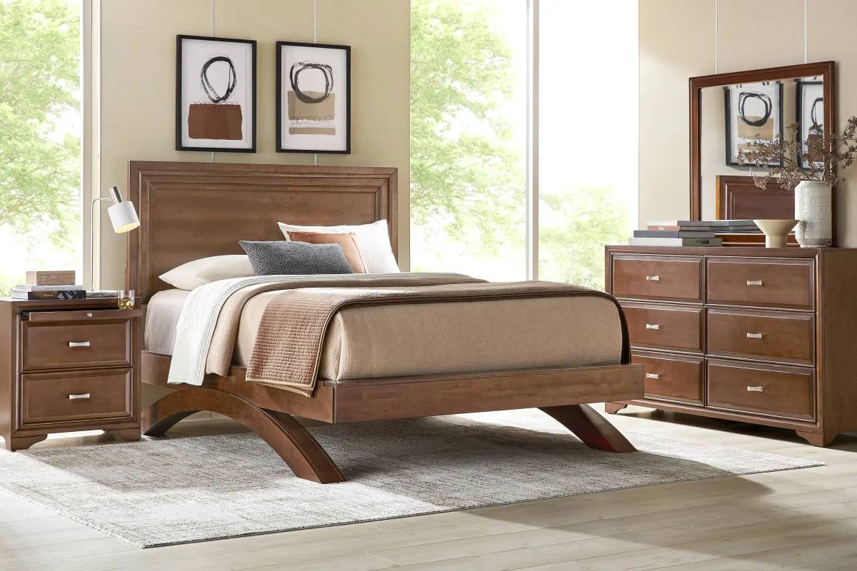 Belcourt Brown Cherry 7 Pc King Panel Arch Bedroom