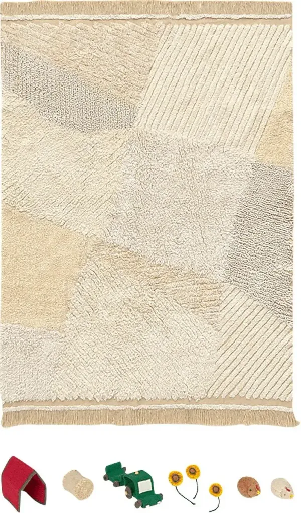 Kids Natural 4' x 5'7 Farm Fields Rug