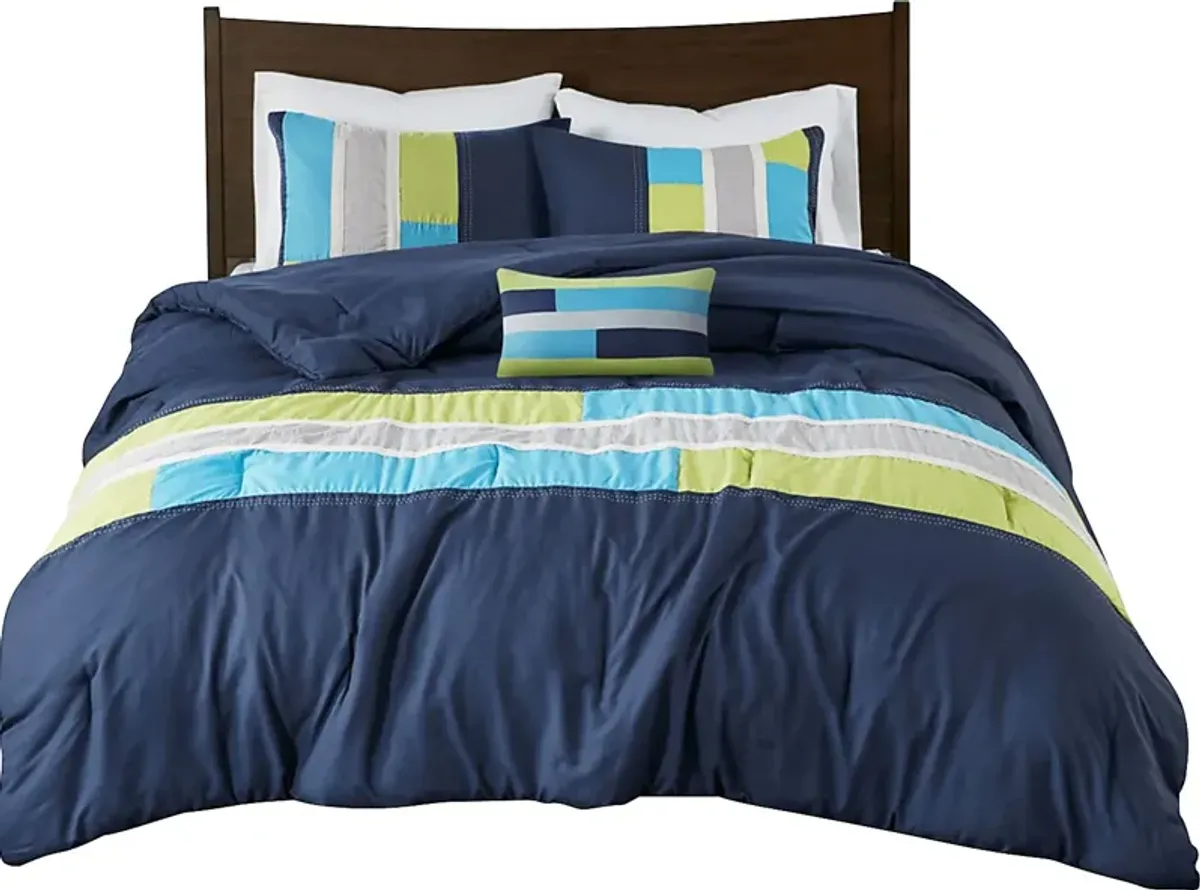 Meike Blue Full Comforter Set